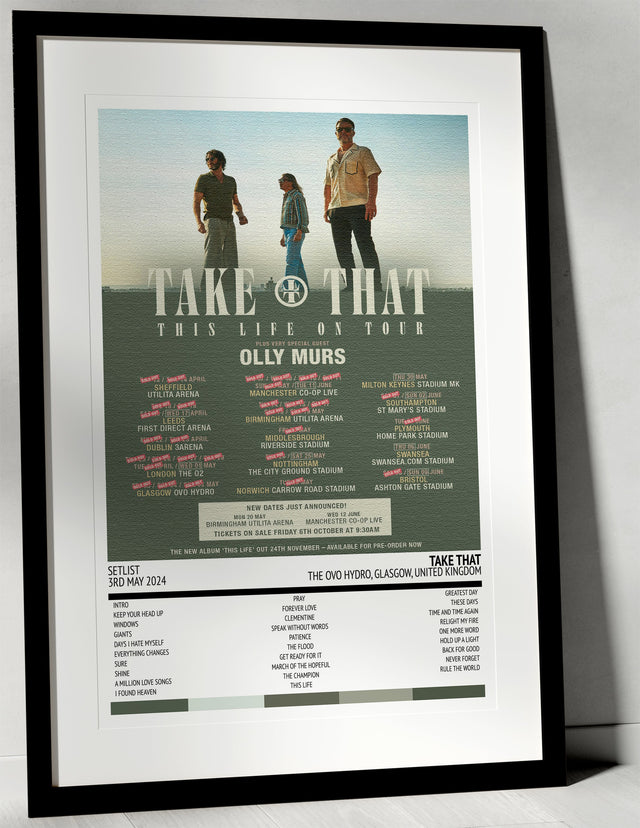 Take That This Life On Tour The OVO Hydro Glasgow 3rd May 2024 - Setlist Tour Poster - Setlist