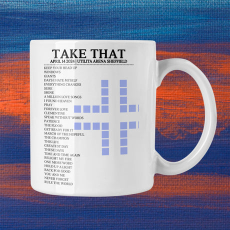 Take That Utilita Arena Sheffield April 14 2024 Setlist Mug - Alternate - Setlist