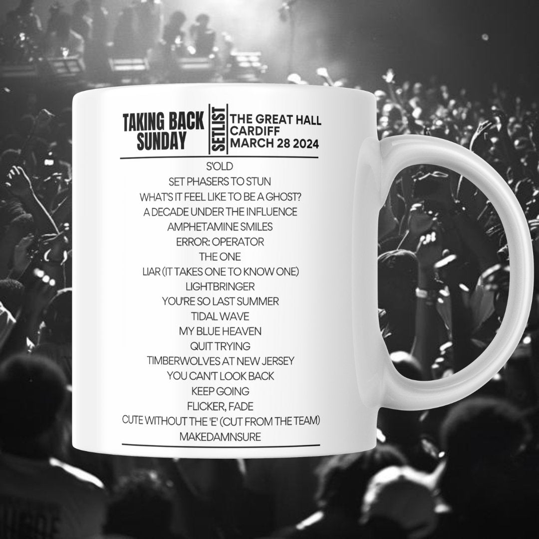 Taking Back Sunday Cardiff March 2024 Setlist Mug - Setlist