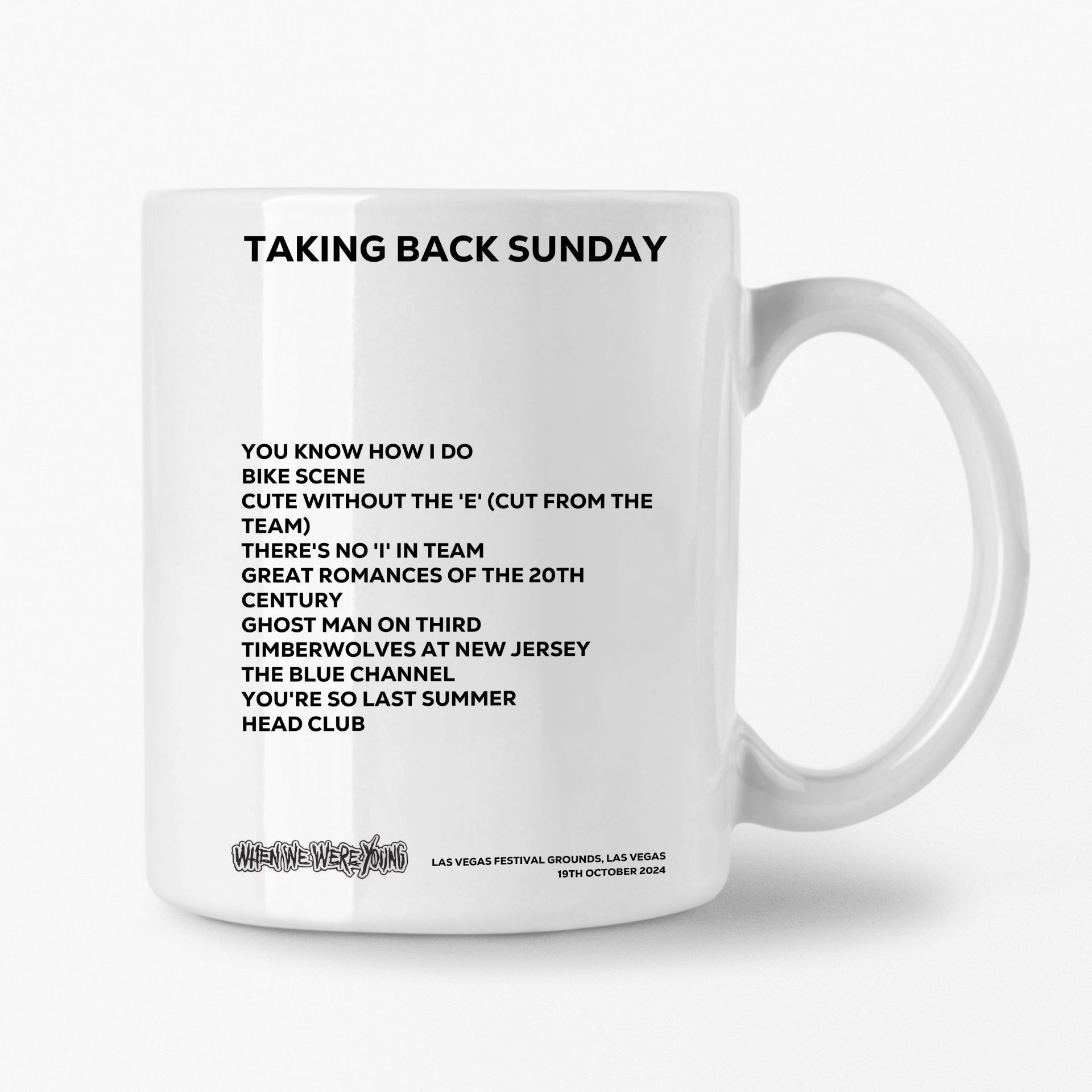 Taking Back Sunday Las Vegas 19th October 2024 Setlist Mug - Setlist