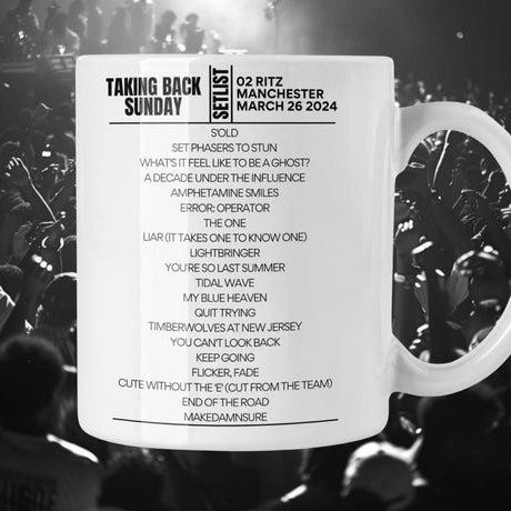 Taking Back Sunday Manchester March 2024 Setlist Mug - Setlist