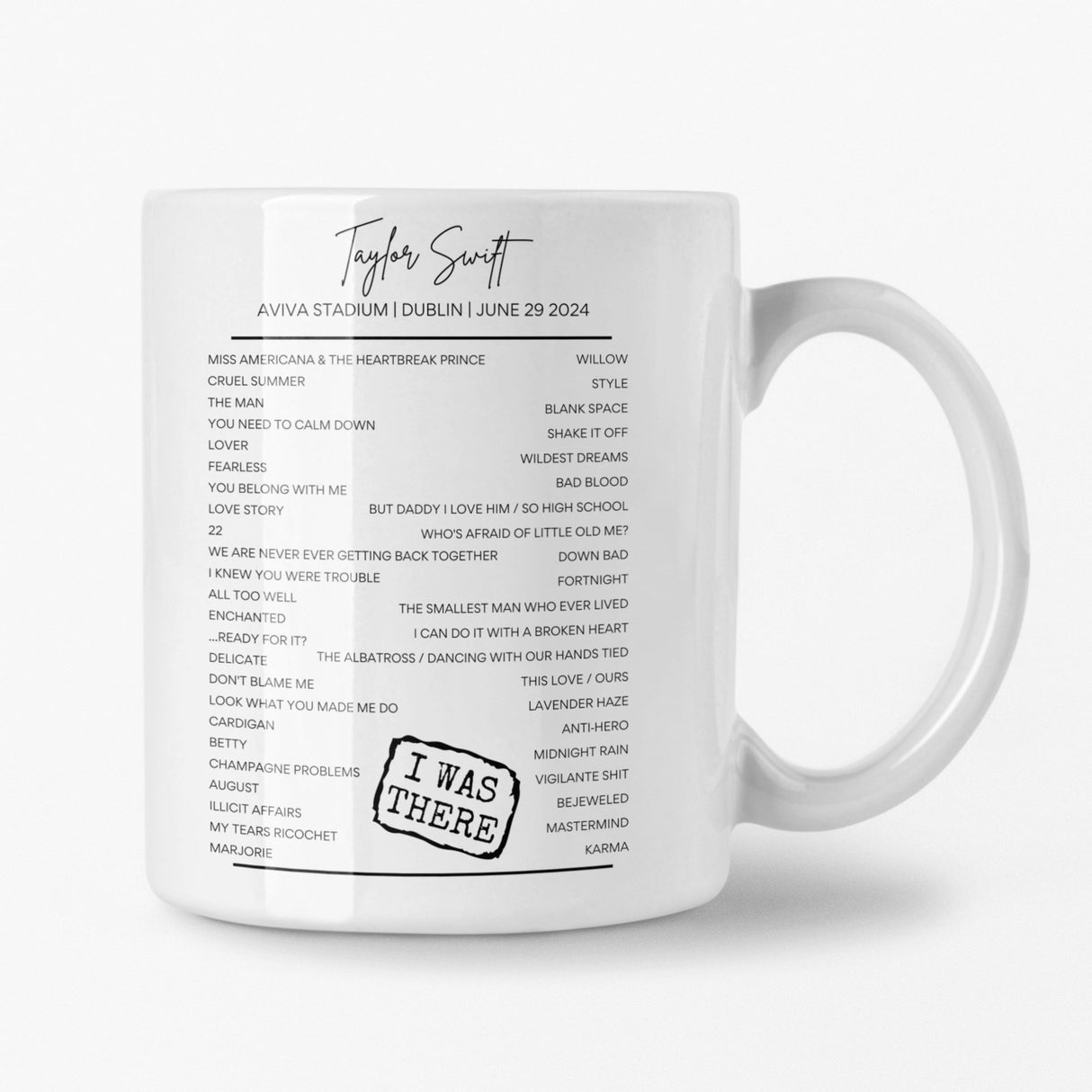 Taylor Swift Dublin June 29 2024 Setlist Mug - Setlist