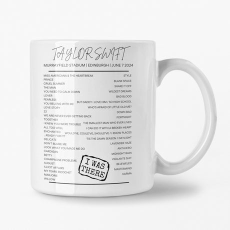 Taylor Swift Edinburgh June 7 2024 Setlist Mug - Setlist