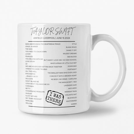 Taylor Swift Liverpool June 15 2024 Setlist Mug - Setlist