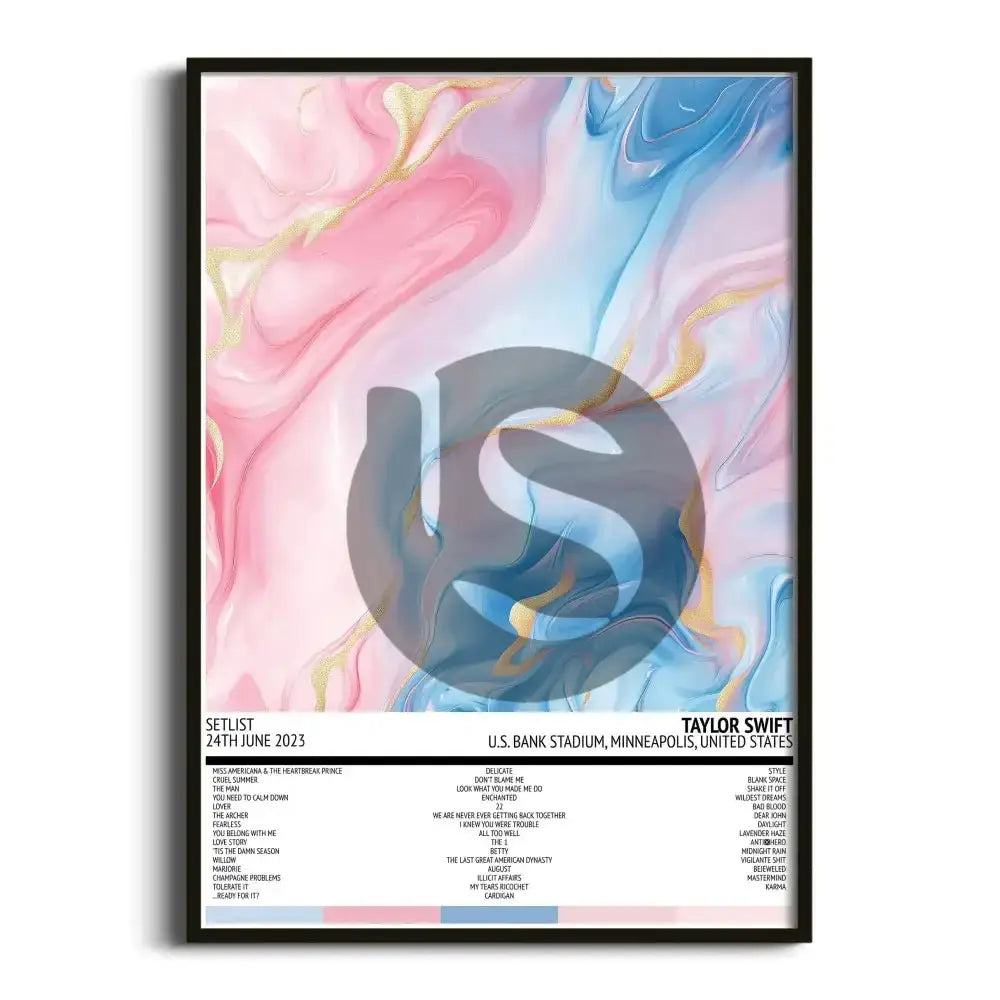 Taylor Swift The Eras Tour Minneapolis 24th June 2023 Setlist Tour Poster - Setlist