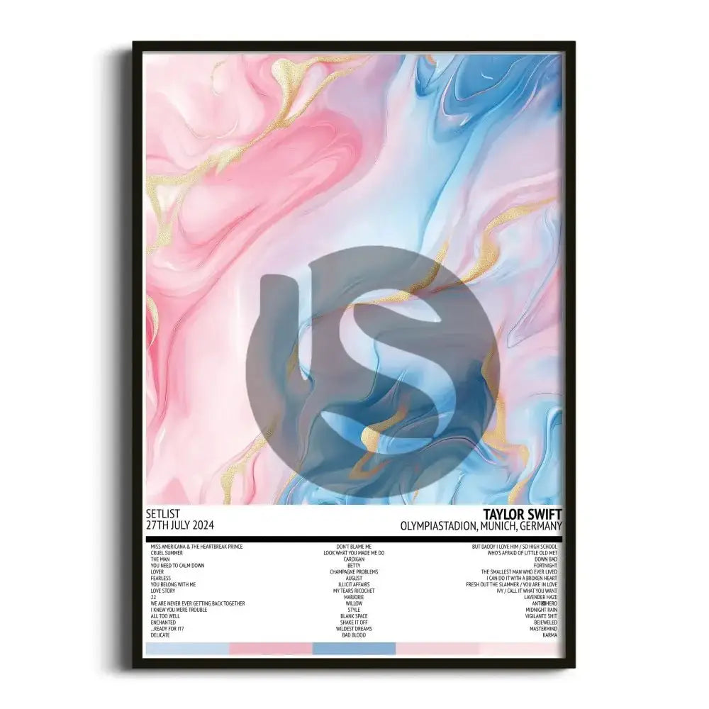 Taylor Swift The Eras Tour Munich 27th July 2024 Setlist Tour Poster - Setlist