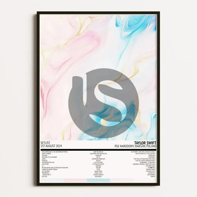 Taylor Swift The Eras Tour Warsaw 1st August 2024 Setlist Tour Poster - Setlist