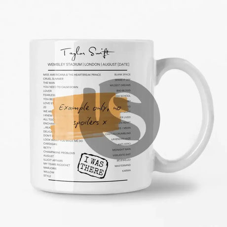 Taylor Swift Wembley August 2024 Setlist Mug - All Dates - Sketch - Setlist