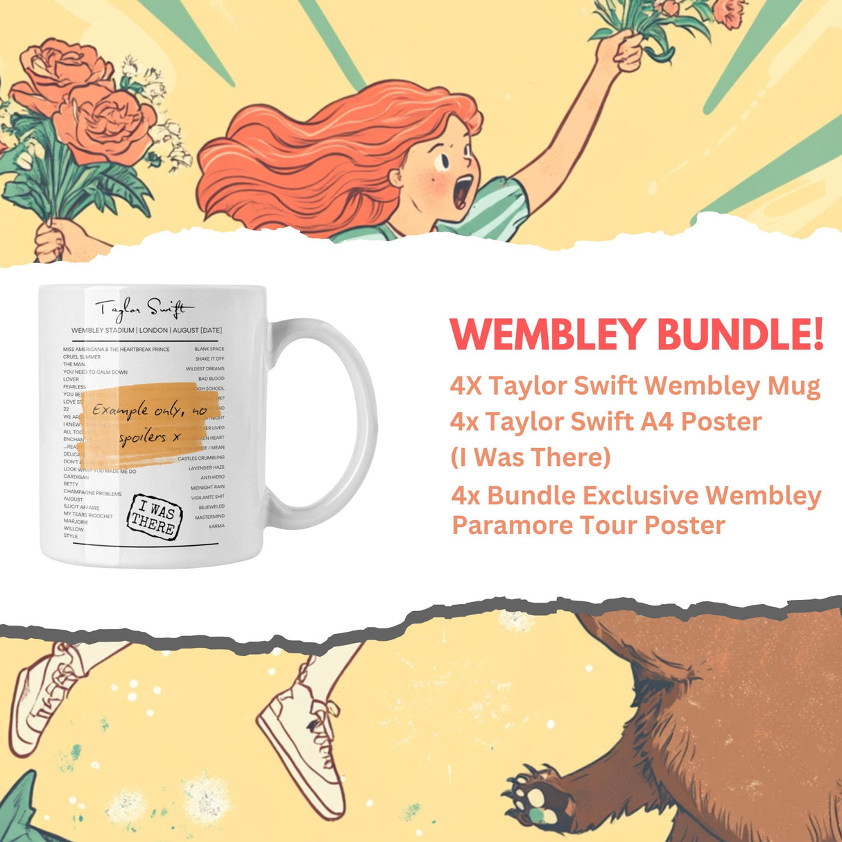 Taylor Swift Wembley August 2024 Setlist Mug - All Dates - Sketch - Setlist