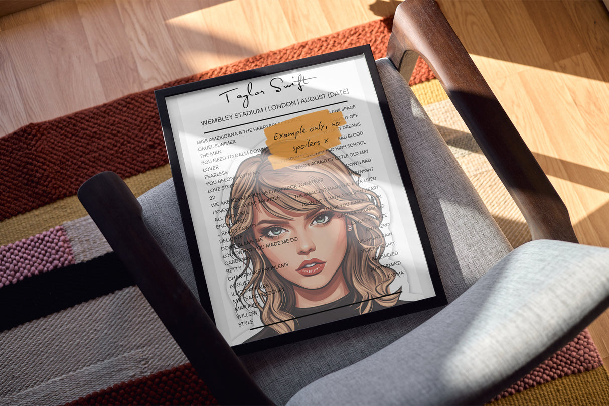 Taylor Swift Wembley August 2024 - Setlist Posters - Sticker Style - Setlist