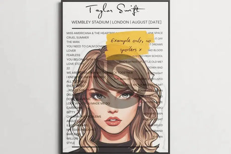 Taylor Swift Wembley August 2024 - Setlist Posters - Sticker Style - Setlist