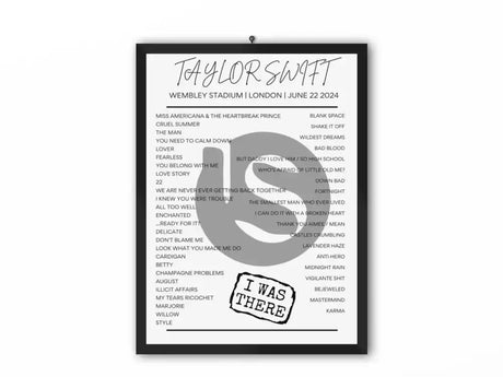 Taylor Swift Wembley June 22 2024 Setlist Poster - Setlist