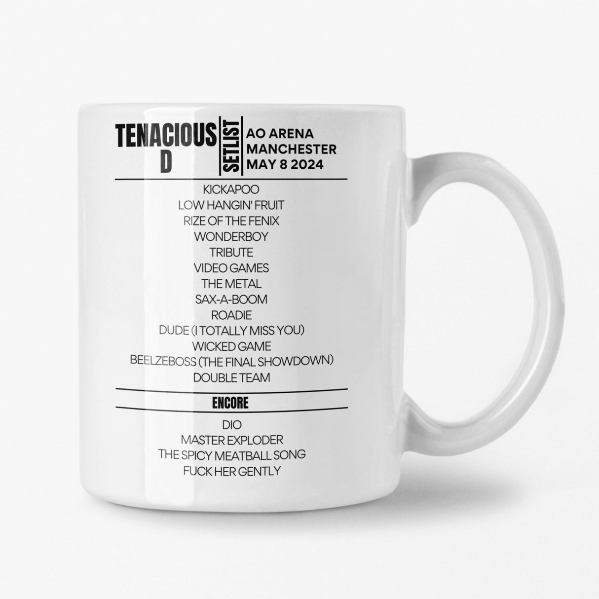 Tenacious D Manchester May 8 2024 Setlist Mug - Setlist