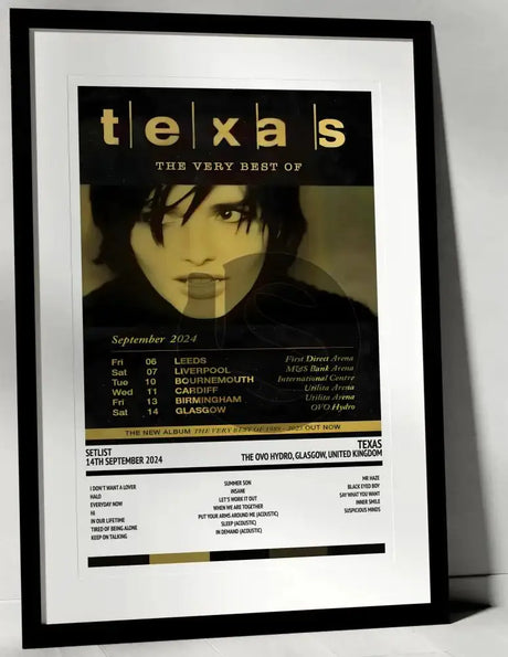 Texas The OVO Hydro Glasgow 14th September 2024 - Setlist Tour Poster - Setlist