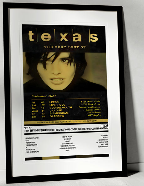 Texas The Very Best Of Texas Tour 2024 Bournemouth International Centre Bournemouth 10th September 2024 - Setlist Tour Poster - Setlist