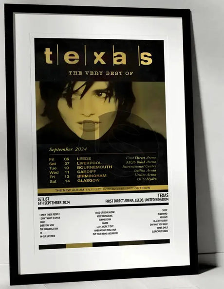 Texas The Very Best Of Texas Tour 2024 First Direct Arena Leeds 6th September 2024 - Setlist Tour Poster - Setlist