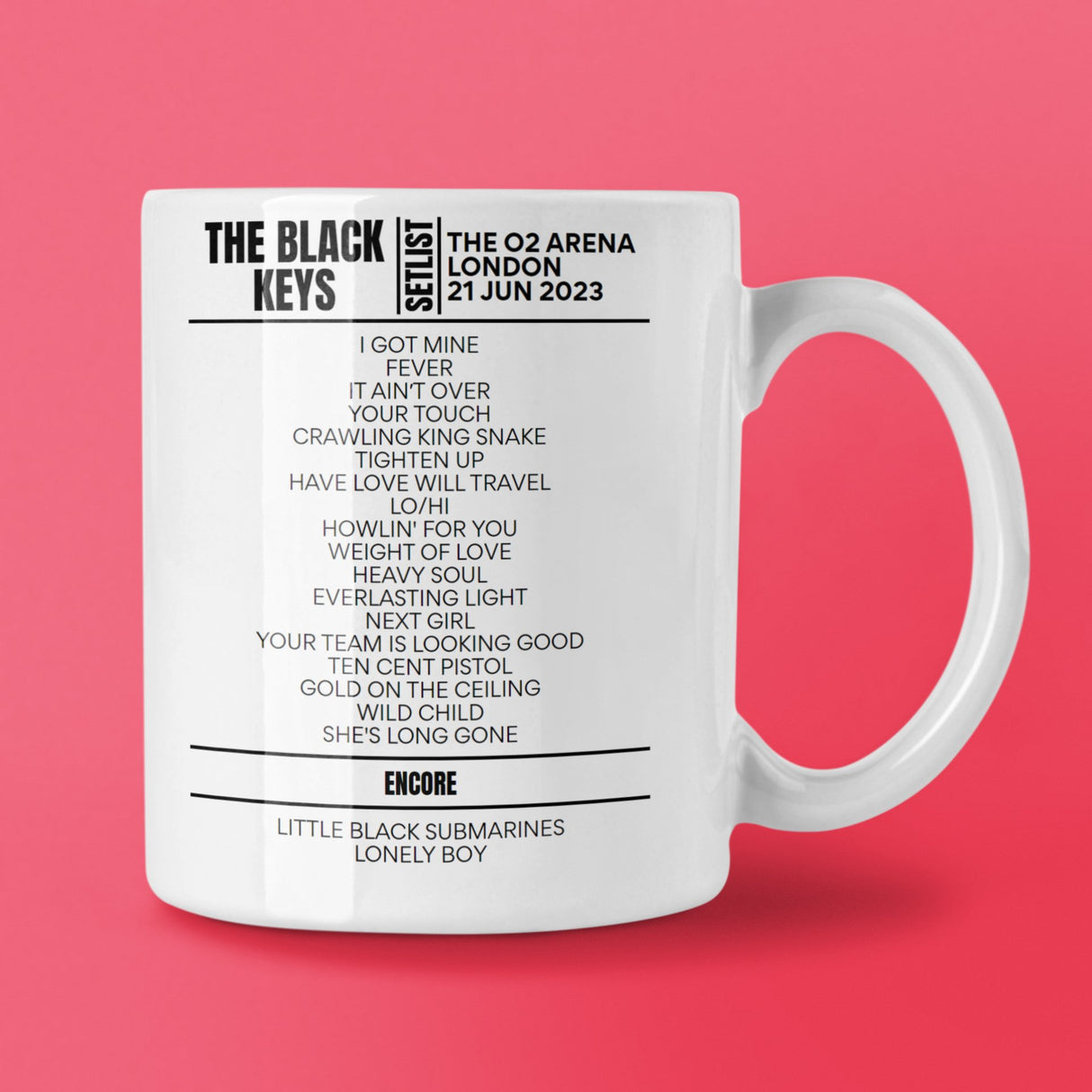 The Black Keys 02 Arena London June 2023 Replica Setlist Mug - Setlist