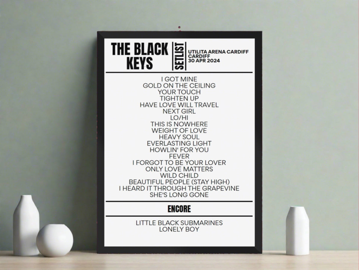 The Black Keys Cardiff April 2024 Replica Setlist Poster - Setlist