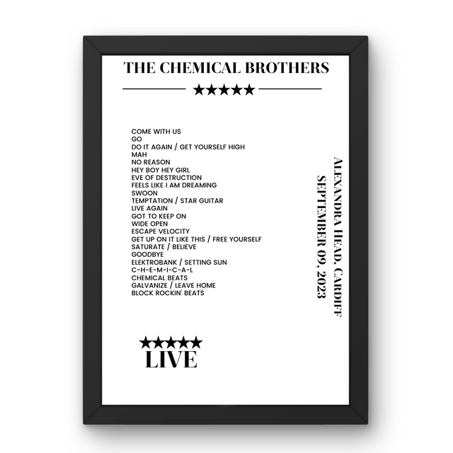 The Chemical Brothers September 09, 2023 Alexandra Head Cardiff Setlist Poster - Setlist