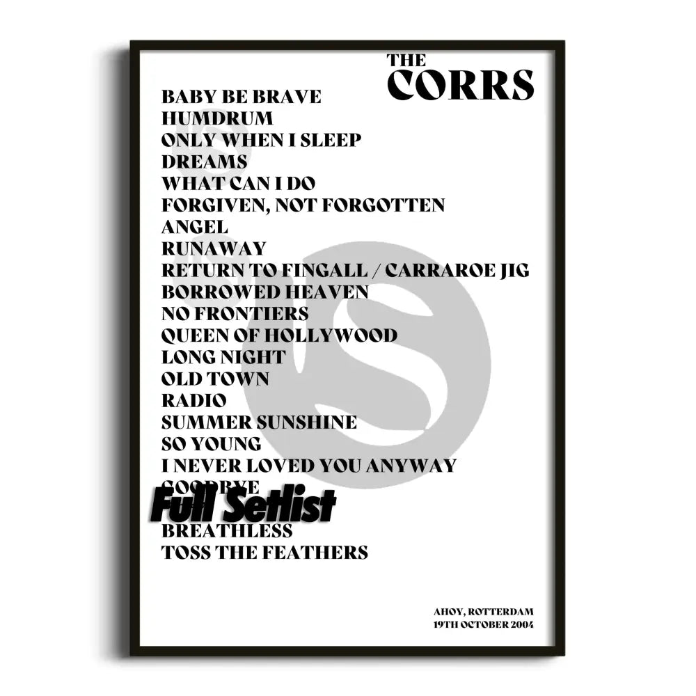 The Corrs - Borrowed Heaven Tour - Setlist Posters - Setlist