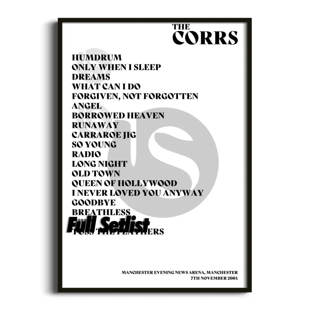 The Corrs - Borrowed Heaven Tour - Setlist Posters - Setlist