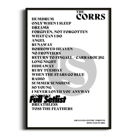 The Corrs - Borrowed Heaven Tour - Setlist Posters - Setlist