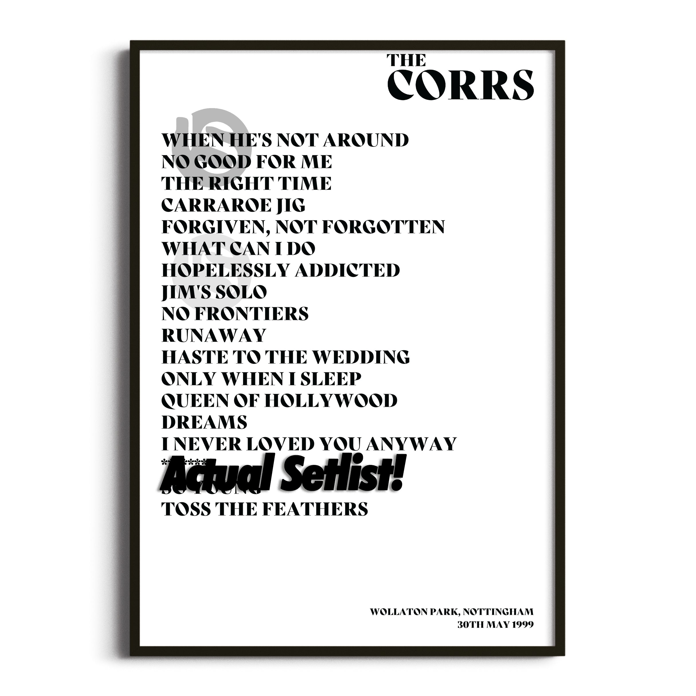 The Corrs - Talk On Corners - Setlist Posters - Setlist