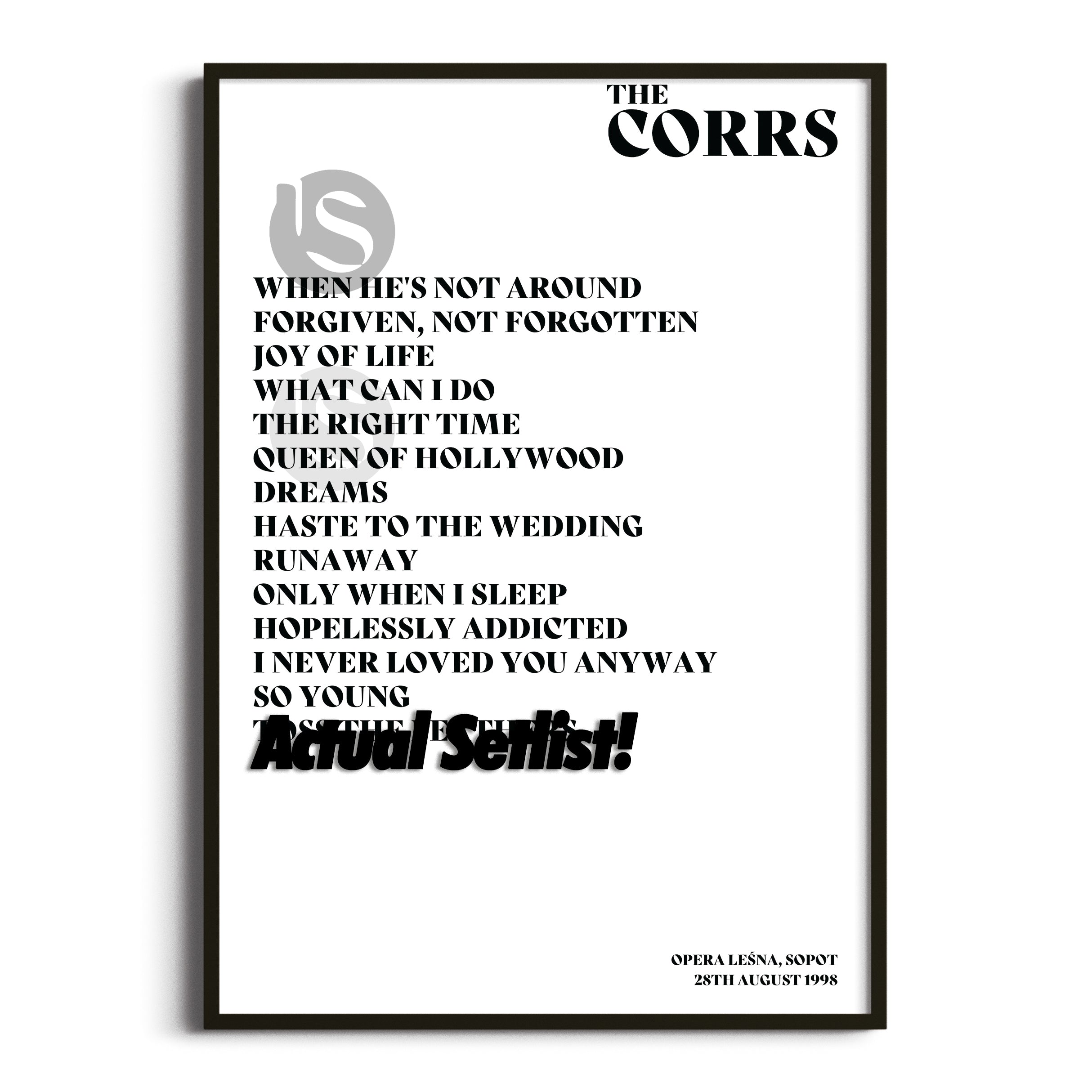 The Corrs - Talk On Corners - Setlist Posters - Setlist