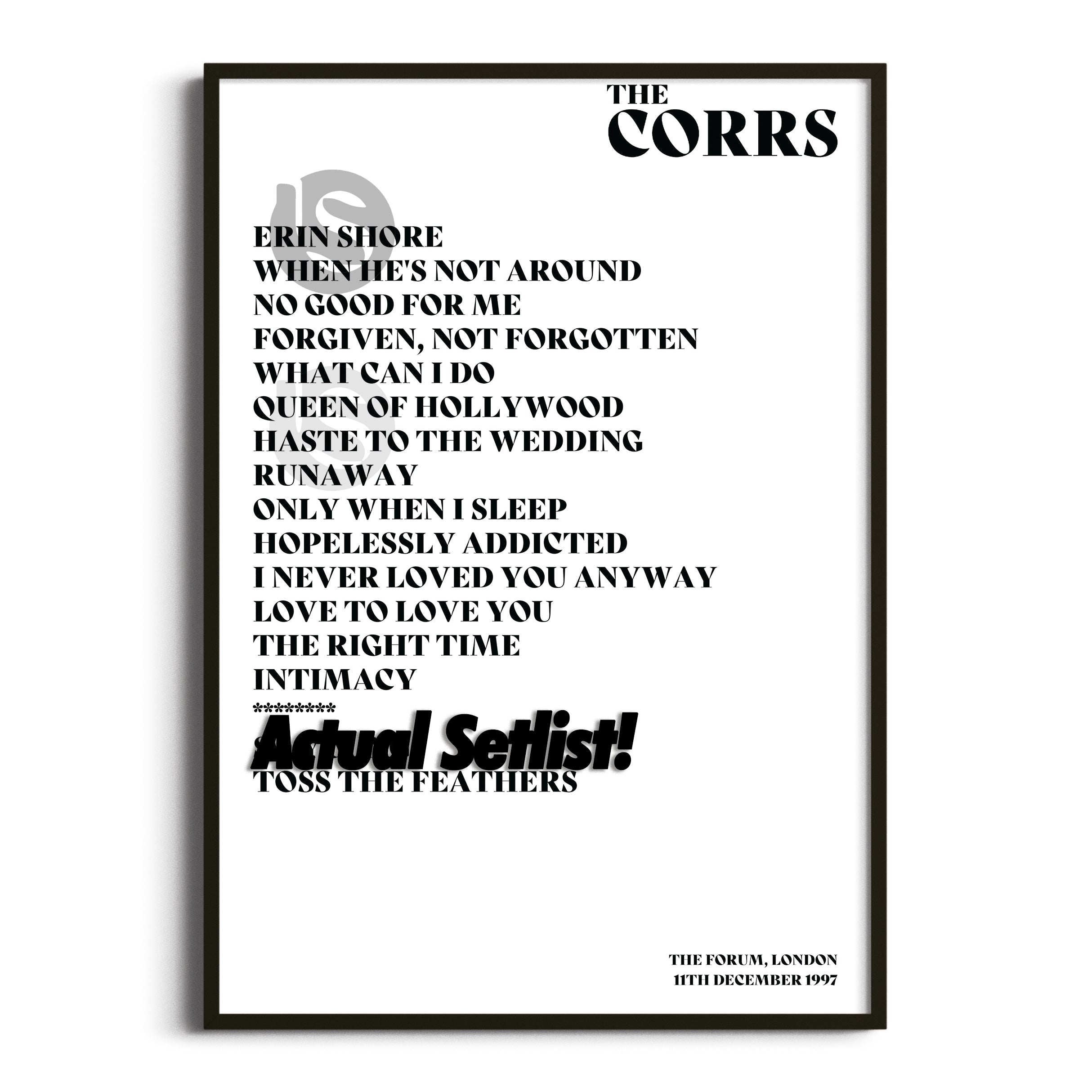 The Corrs - Talk On Corners - Setlist Posters - Setlist