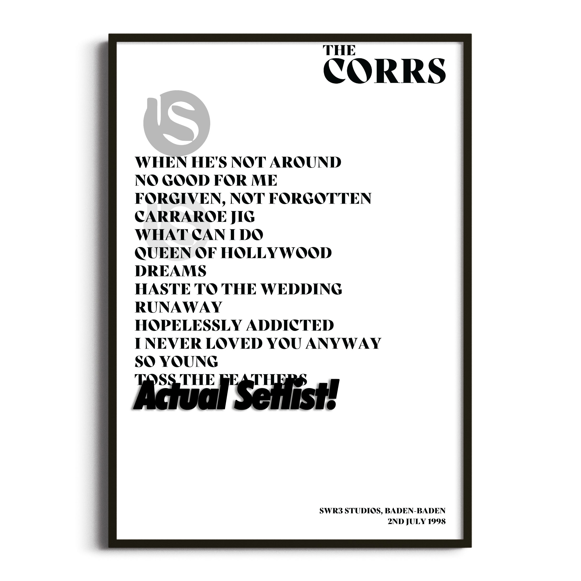 The Corrs - Talk On Corners - Setlist Posters - Setlist