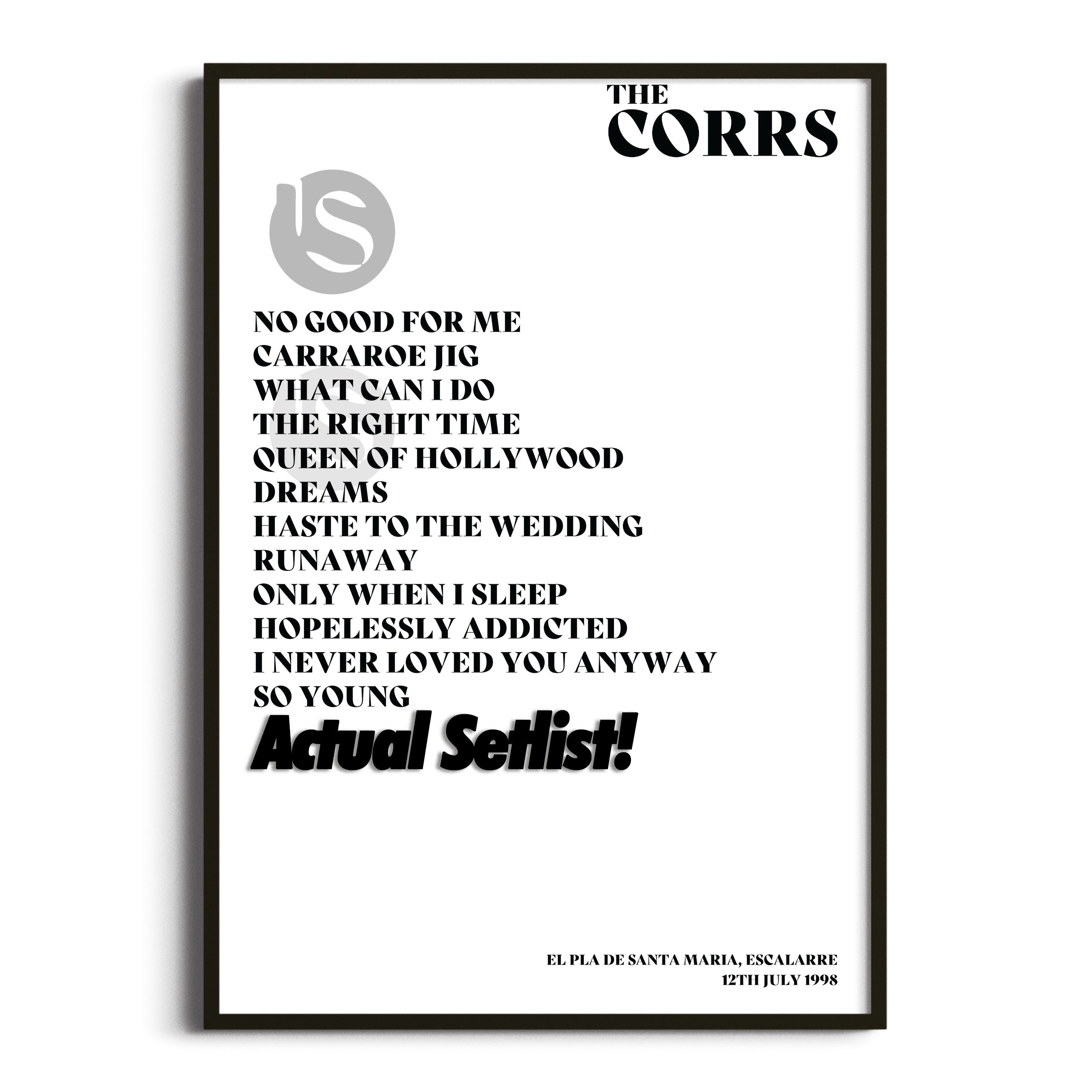 The Corrs - Talk On Corners - Setlist Posters - Setlist