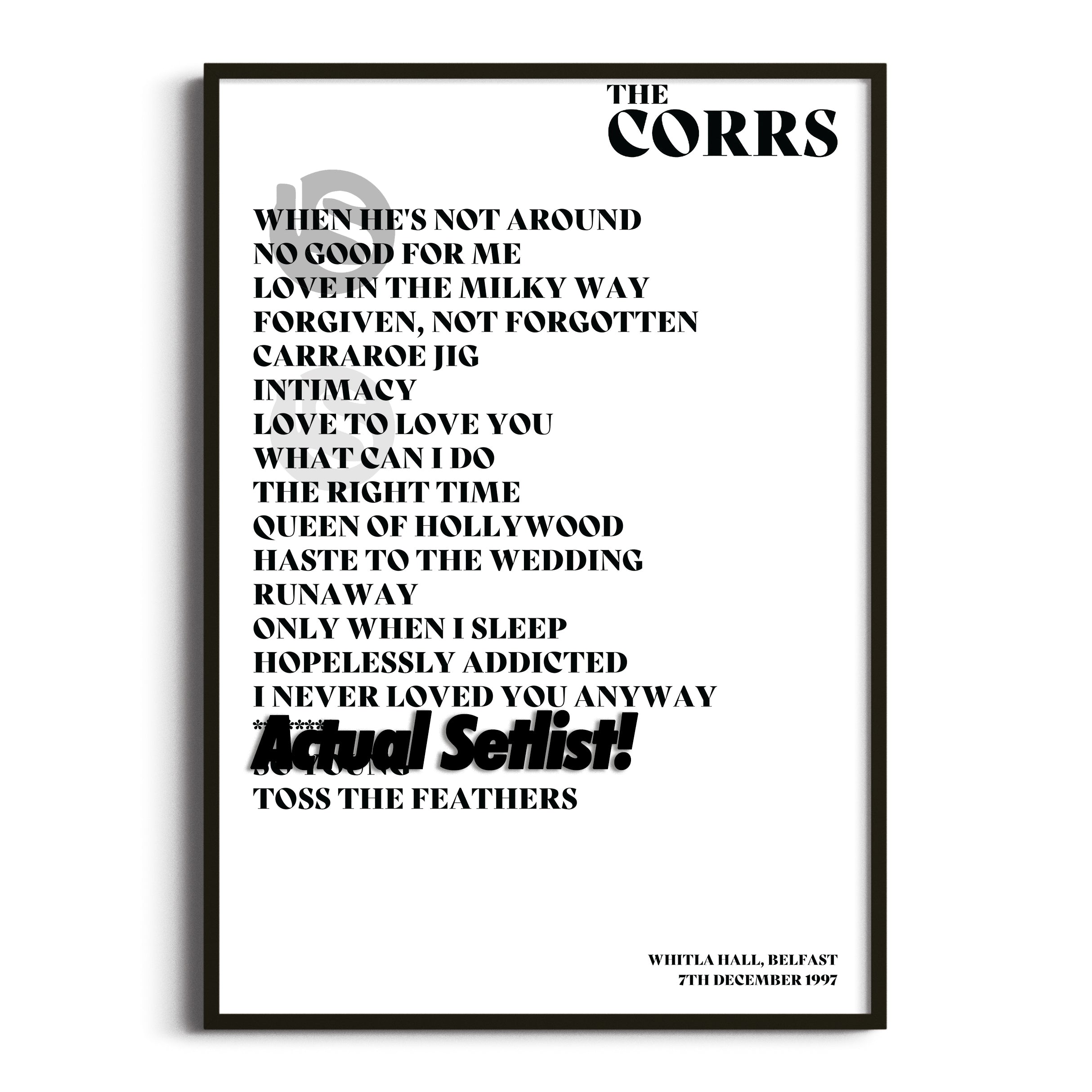 The Corrs - Talk On Corners - Setlist Posters - Setlist