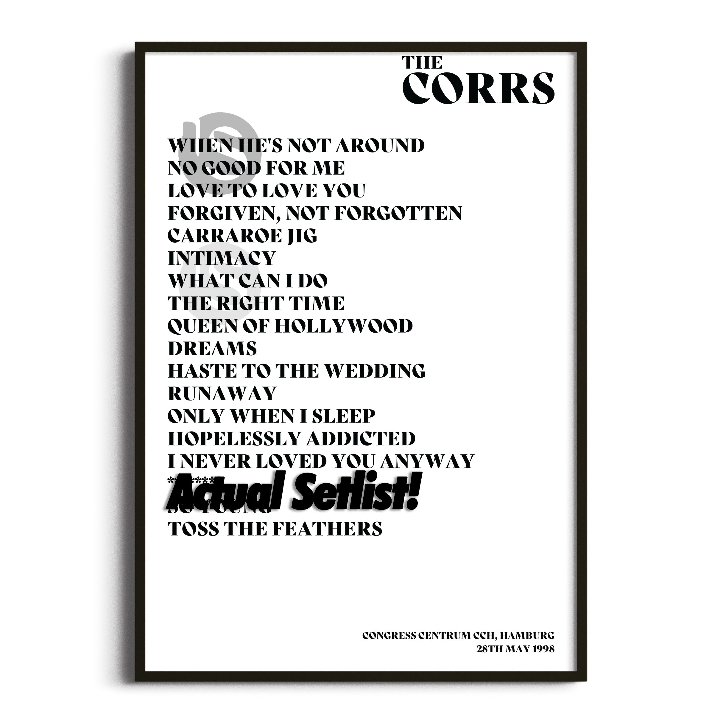 The Corrs - Talk On Corners - Setlist Posters - Setlist