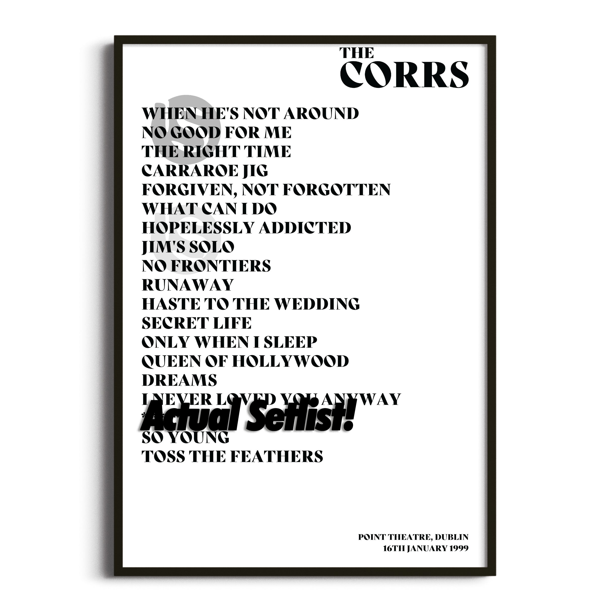 The Corrs - Talk On Corners - Setlist Posters - Setlist