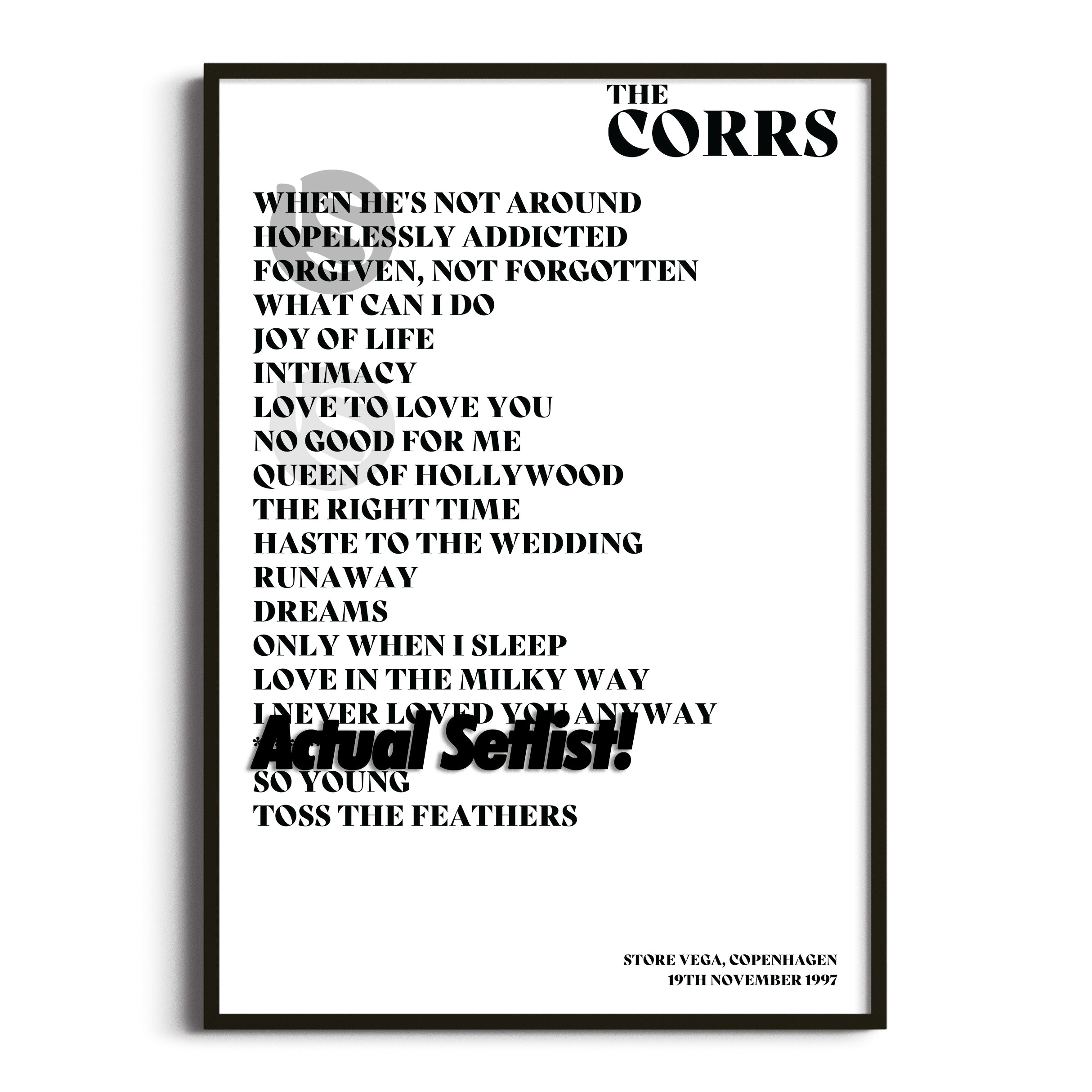 The Corrs - Talk On Corners - Setlist Posters - Setlist