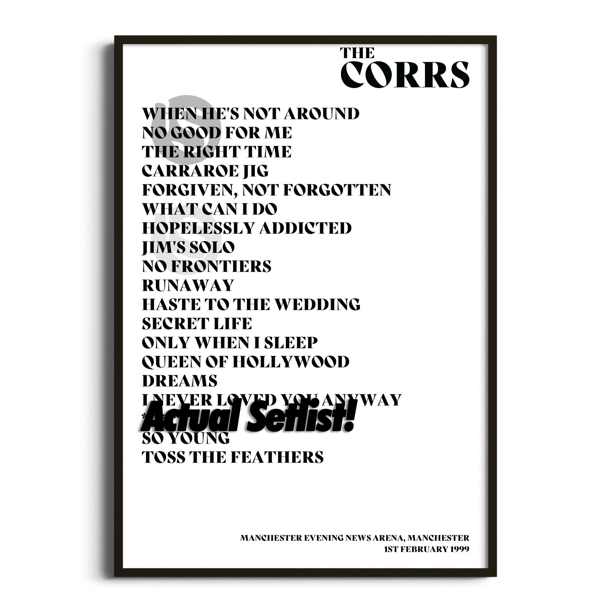 The Corrs - Talk On Corners - Setlist Posters - Setlist