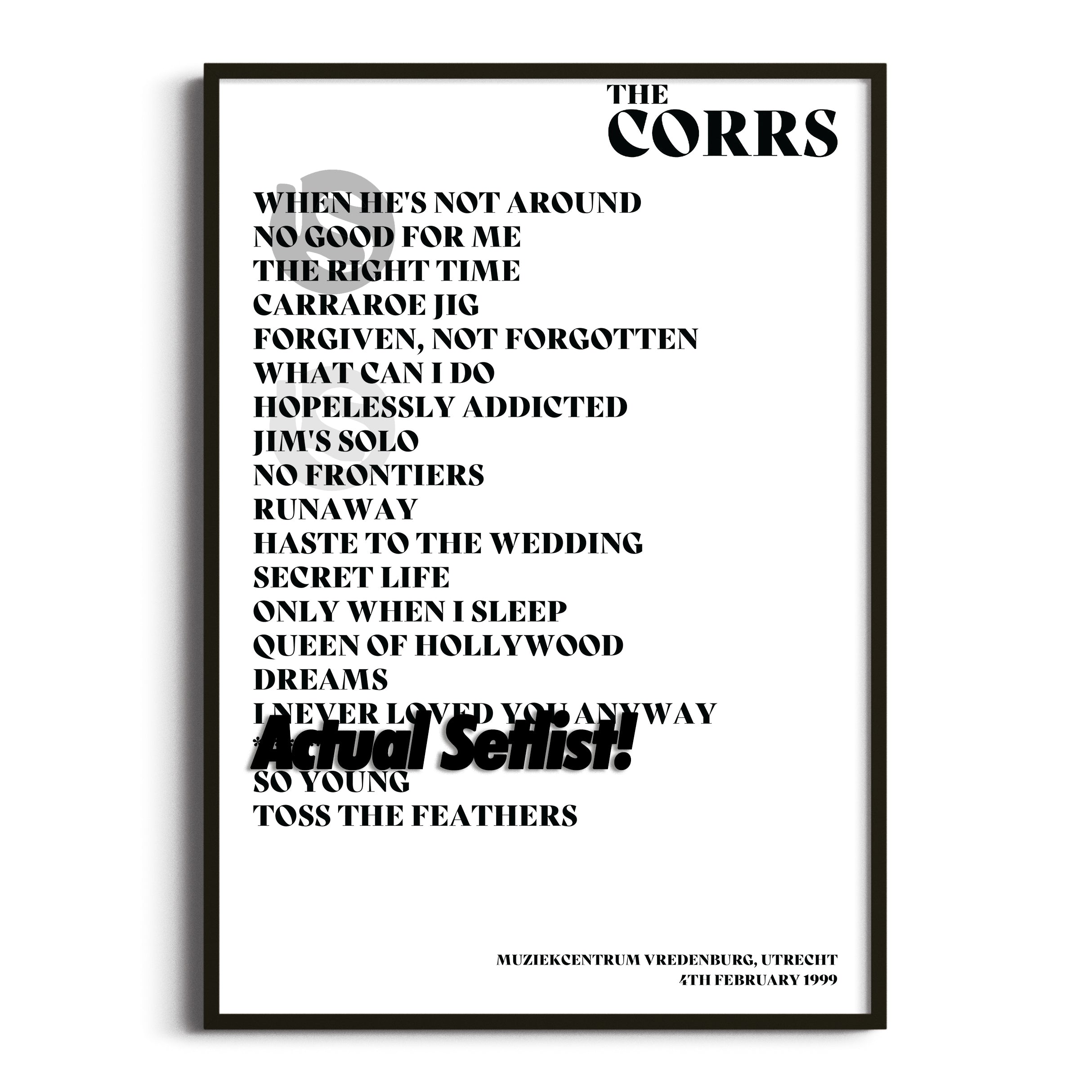 The Corrs - Talk On Corners - Setlist Posters - Setlist