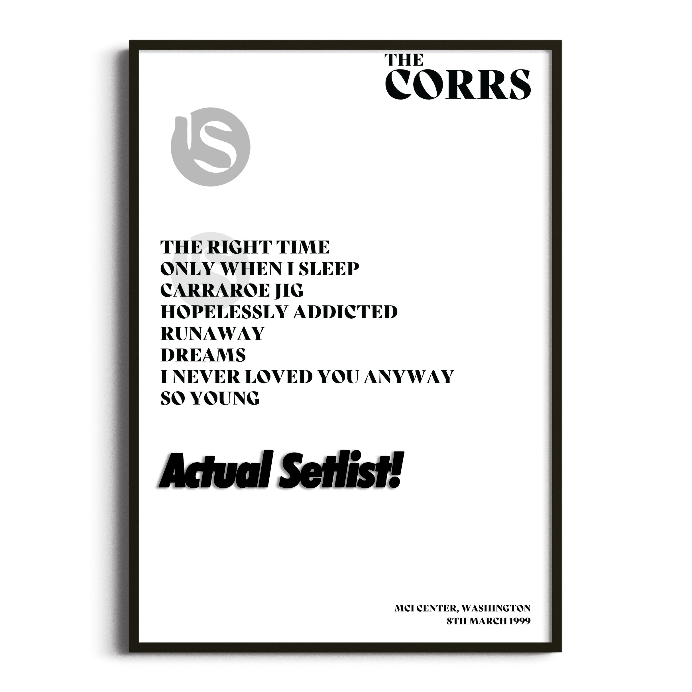 The Corrs - Talk On Corners - Setlist Posters - Setlist