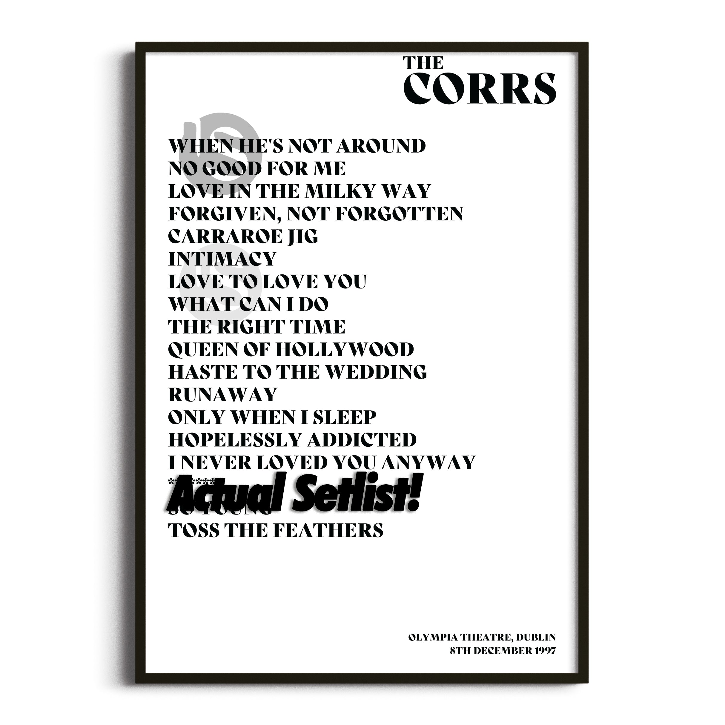 The Corrs - Talk On Corners - Setlist Posters - Setlist