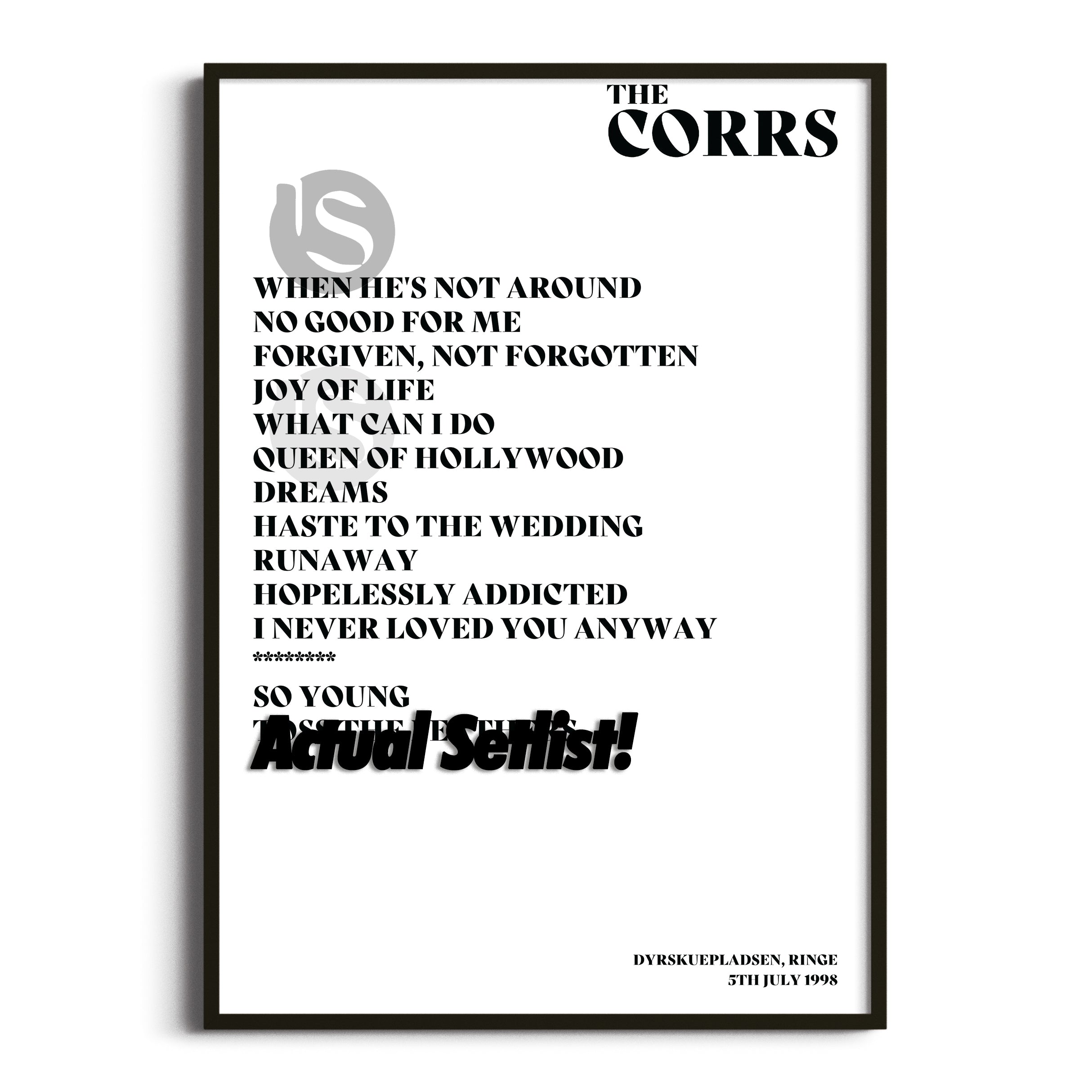 The Corrs - Talk On Corners - Setlist Posters - Setlist