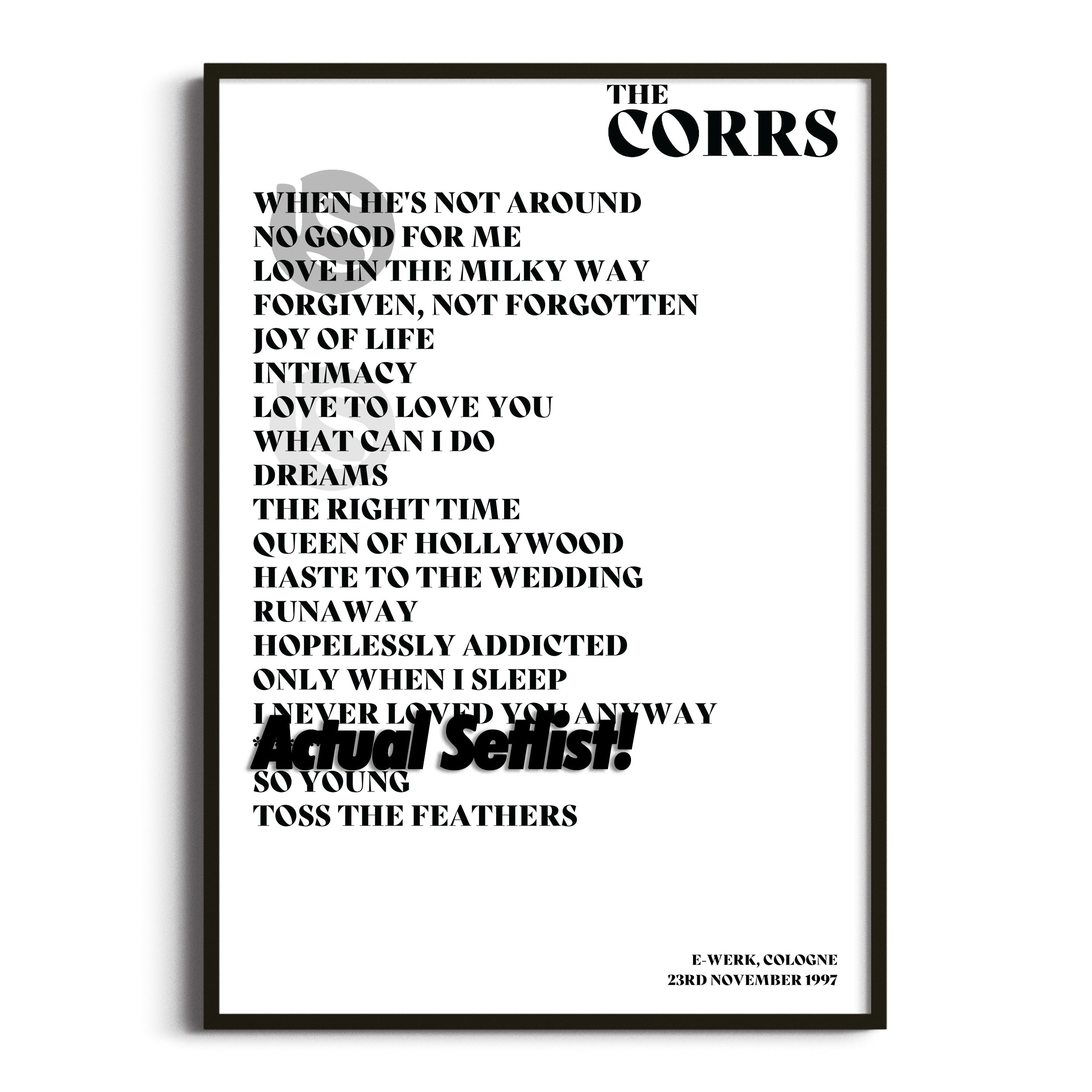 The Corrs - Talk On Corners - Setlist Posters - Setlist