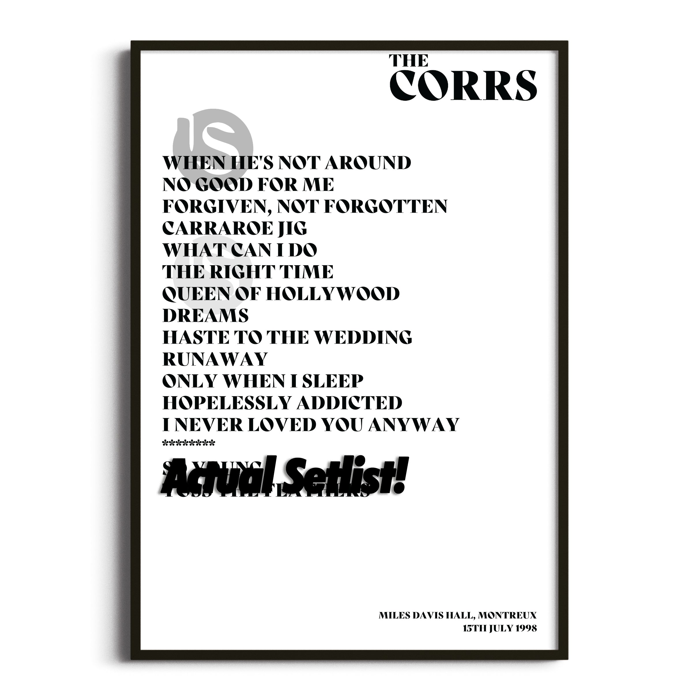 The Corrs - Talk On Corners - Setlist Posters - Setlist