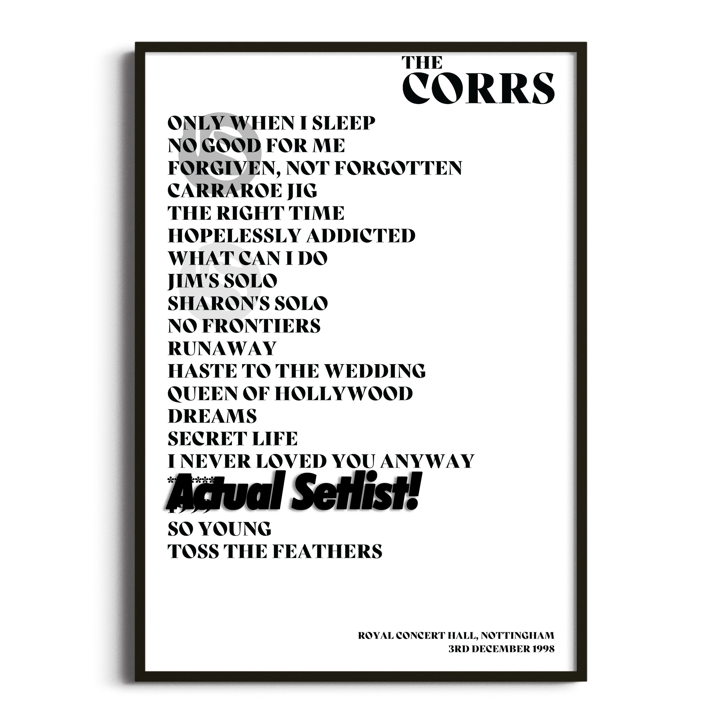 The Corrs - Talk On Corners - Setlist Posters - Setlist