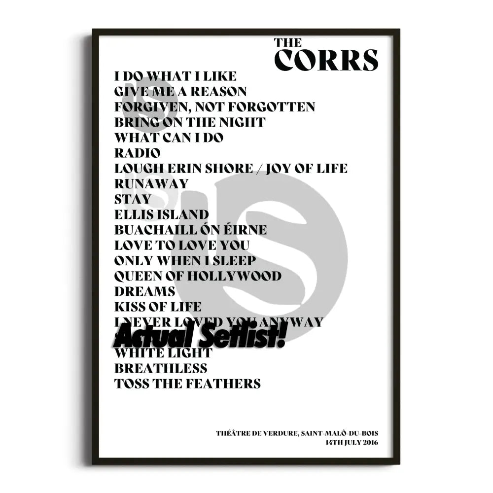 The Corrs - White Light Tour - Setlist Posters - Setlist