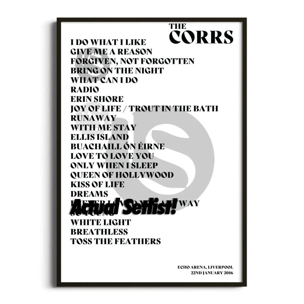 The Corrs - White Light Tour - Setlist Posters - Setlist