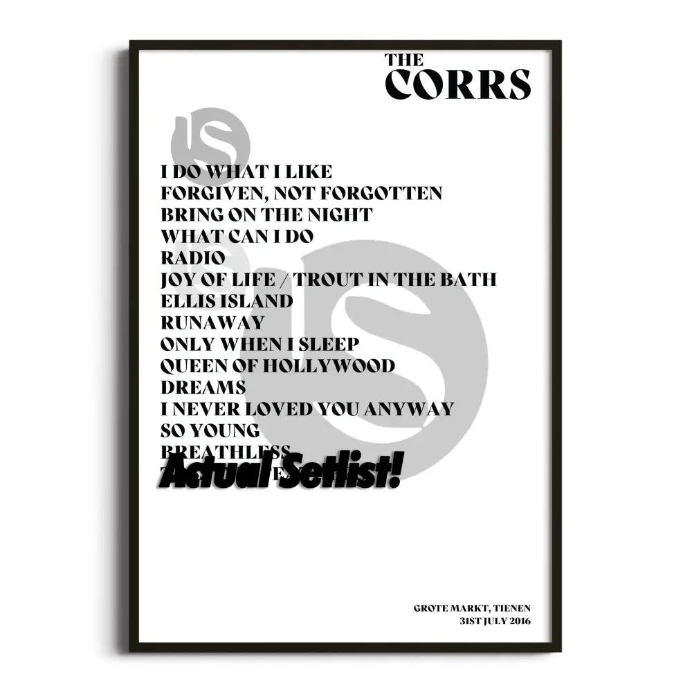 The Corrs - White Light Tour - Setlist Posters - Setlist