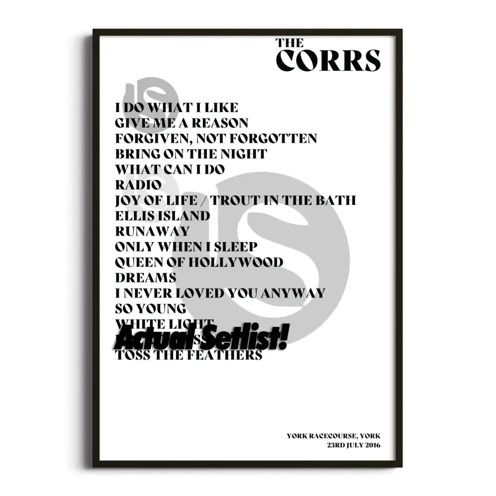 The Corrs - White Light Tour - Setlist Posters - Setlist