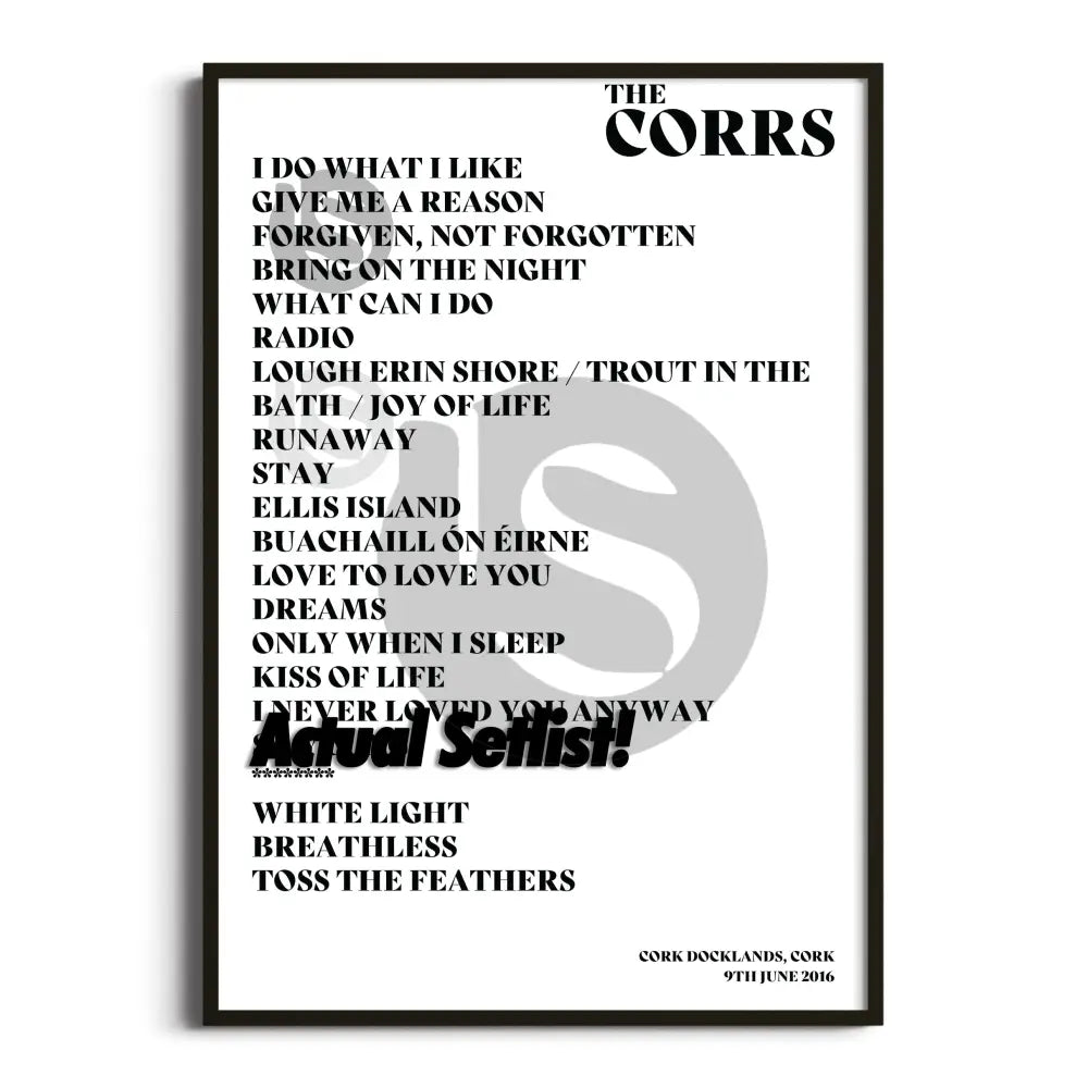 The Corrs - White Light Tour - Setlist Posters - Setlist