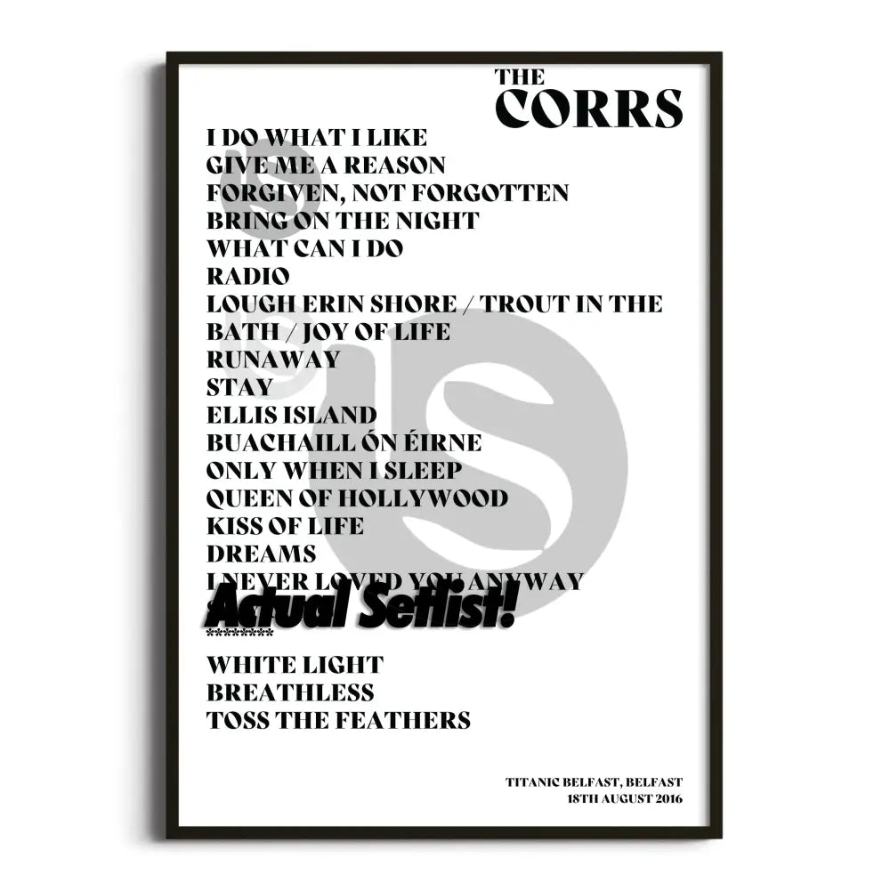 The Corrs - White Light Tour - Setlist Posters - Setlist