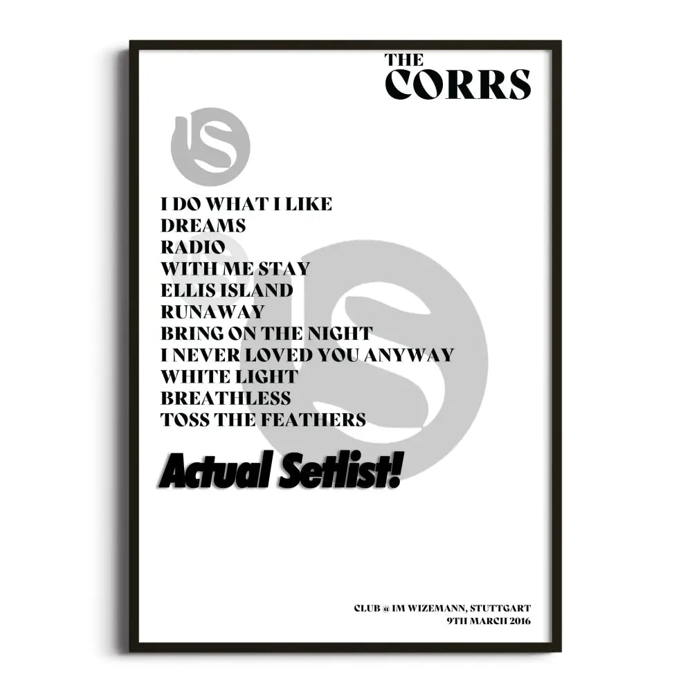 The Corrs - White Light Tour - Setlist Posters - Setlist